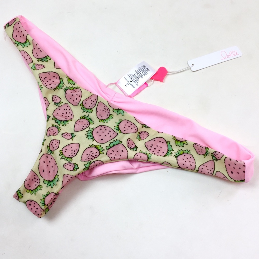 SOLD Lolli Strawberry Very Cheeky Swim Bottom Sz L - Picture 1 of 7